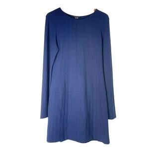Theory Blue Long Sleeve Dress Cozy Quilted Skirt Zipper Large